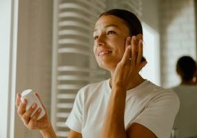 woman skincare product