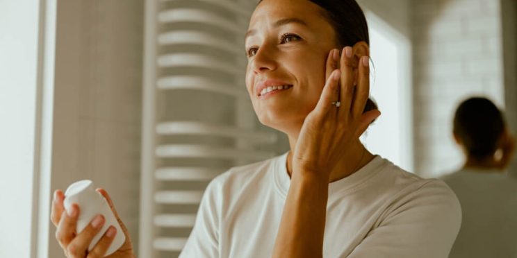 woman skincare product